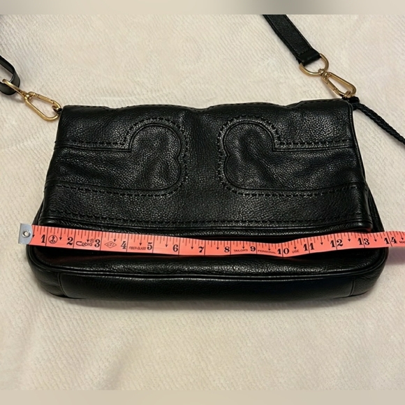 Tory Burch Designer Amalie Foldover Messenger Black Leather Crossbody Purse Bag - Picture 10 of 10